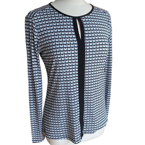 Liz Claiborne Geometric Print Long Sleeve Career Office Workwear Dress Shirt-S - Picture 1 of 9